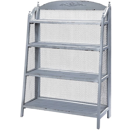 Lydia Pale Grey And Chicken Wire Bookshelf